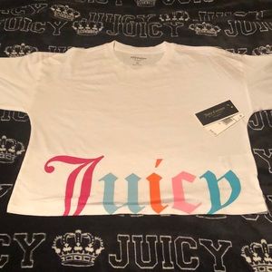 NWT Juicy couture white oversized cropped tee sized xs